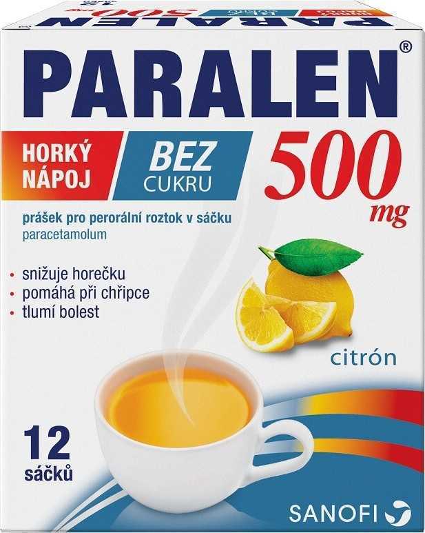 PARALEN HORKÝ NÁPOJ BEZ CUKRU 500MG perorální prášek pro roztok v sáčku 12