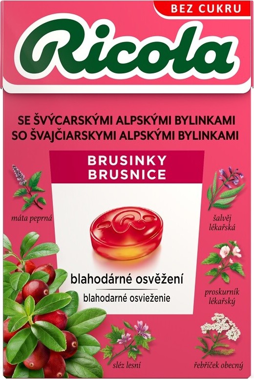 RICOLA Brusinky bez cukru 40g