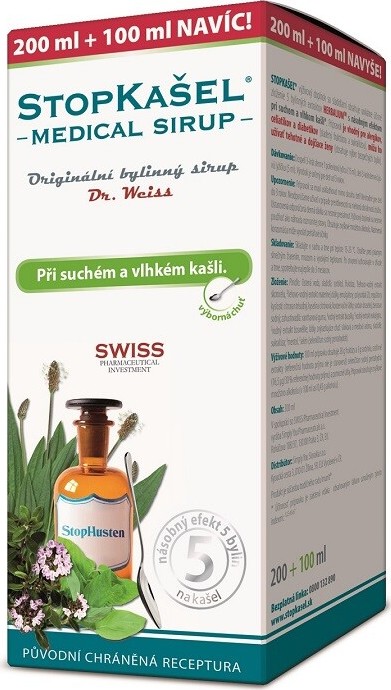 STOPKAŠEL Medical sirup Dr. Weiss 200+100ml NAVÍC