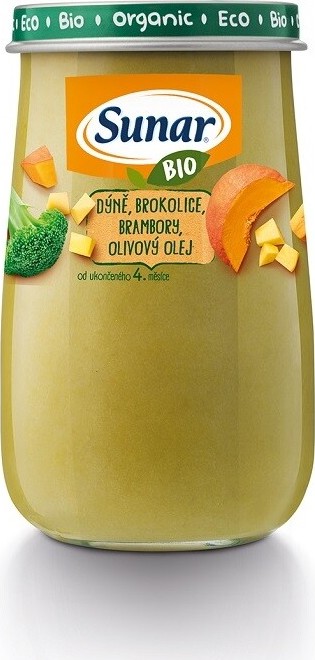 Sunar BIO příkrm Dýně brokolice brambory olivový olej 190g