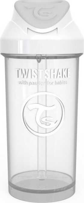 Twistshake Lahev netekoucí+brčko 360ml 6m+ bílá