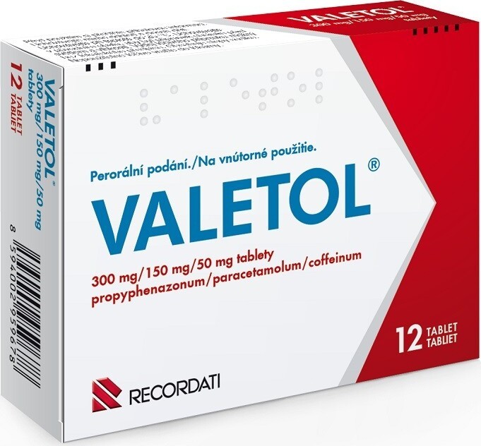 VALETOL 300MG/150MG/50MG neobalené tablety 12