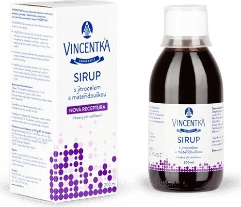 Vincentka Sirup s jitrocelem a mateřídouškou 200ml