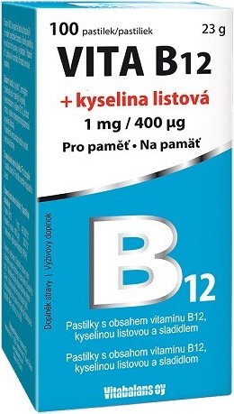 Vita B12+kyselina listová 1mg/400mcg tbl.100