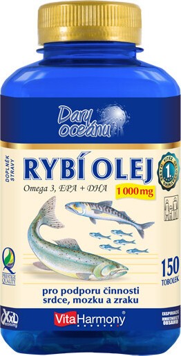 VitaHarmony Rybí olej Omega 3 1000mg XXL tob.150