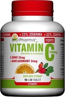 Vitamín C 1000mg+šípky 25mg+bioflav.34mg tbl.90+30