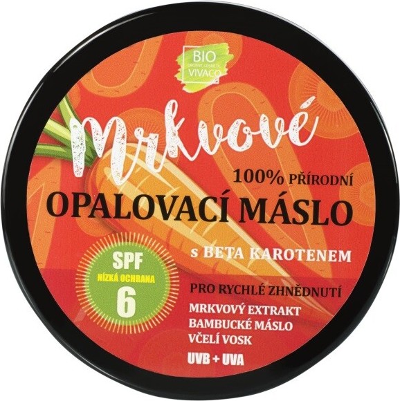 Vivaco 100% přírodní mrkvové opalovací máslo SPF6 s beta karotenem 150 ml