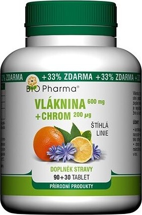 Vláknina 600mg+Chrom 200mcg tbl.90+30 Bio-Pharma