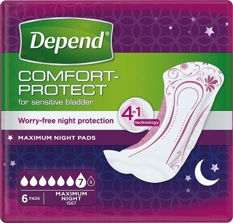 Depend Pads Maximum Night inkontinenční vložky ženy 6 ks