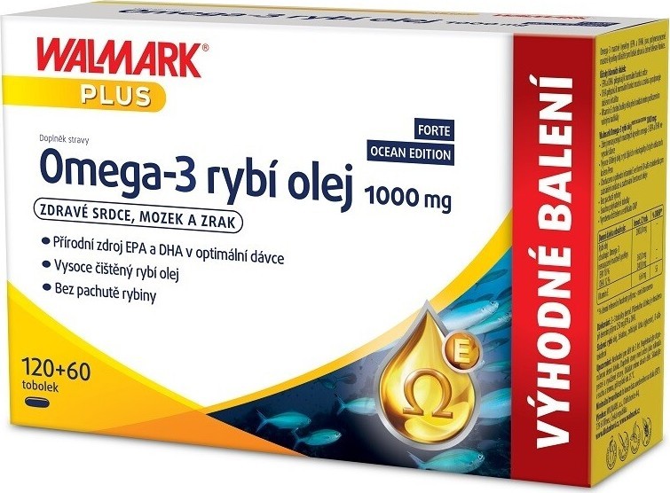 Walmark Plus Omega-3 rybí olej 1000mg Ocean Edition 120+60 tobolek