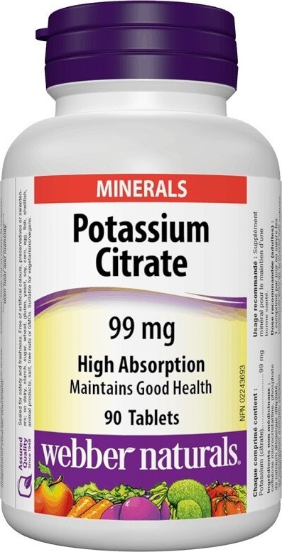 Webber Naturals Potassium Citrate 99mg tbl.90