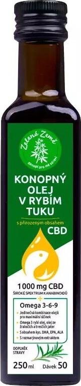 Zelená Země BIO Konopný olej v rybím tuku s CBD 250 ml