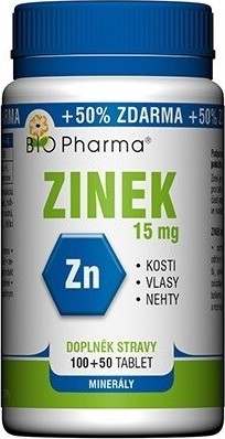 Zinek glukonát 15mg tbl.100+50 BIO-Pharma