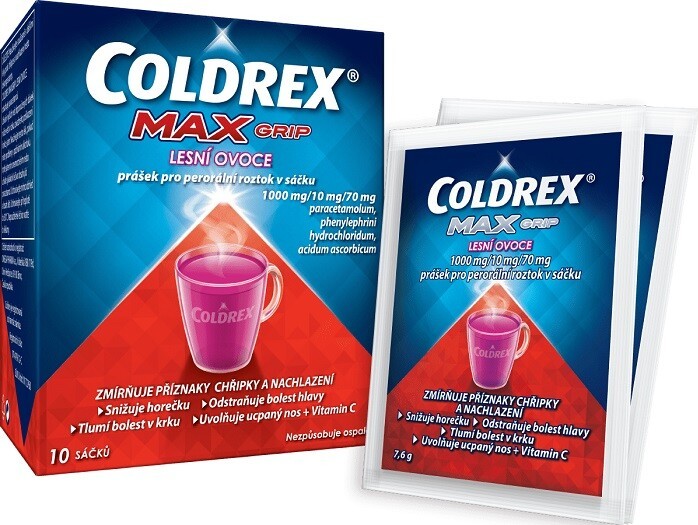 COLDREX MAXGRIP LESNÍ OVOCE 1000MG/10MG/70MG perorální prášek pro roztok v sáčku 10 II