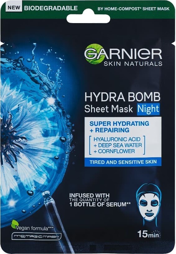 GARNIER HydraBomb regenerační noční textilní maska 28g