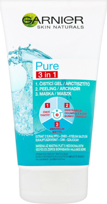 Garnier Pure čistící gel peeling a maska 3v1 150ml - balení 2 ks