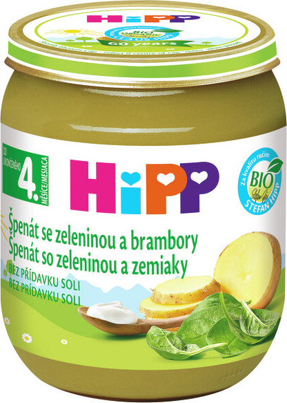 HiPP ZELENINA BIO Špenát se zelen. a brambory 125g