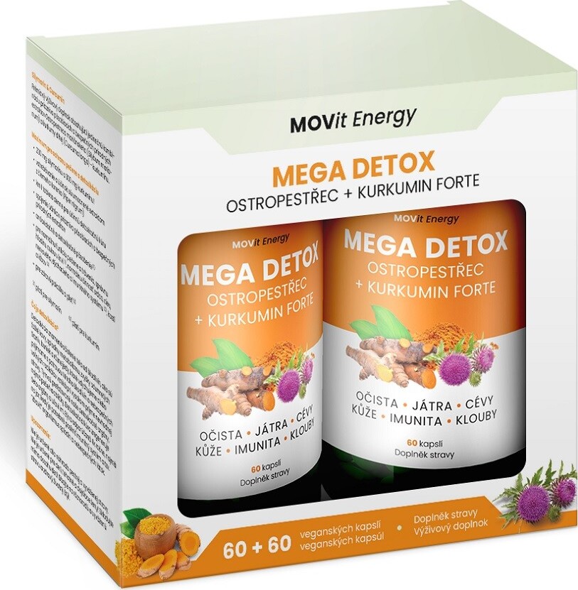 Mega Detox Ostropestřec + Kurkumin 2x60 veganských kapslí