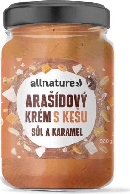 Allnature Arašídový krém s kešu sůl a karamel 920g