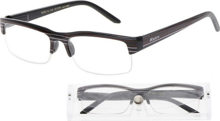Brýle čtecí +3.50 černé s pruhy a pouzdrem