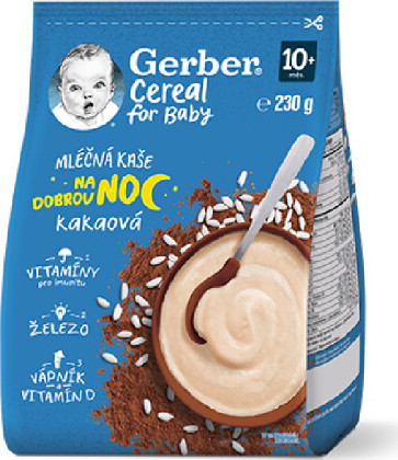 Gerber Cereal Mléčná kaše na dobrou noc kakao 230g 10M