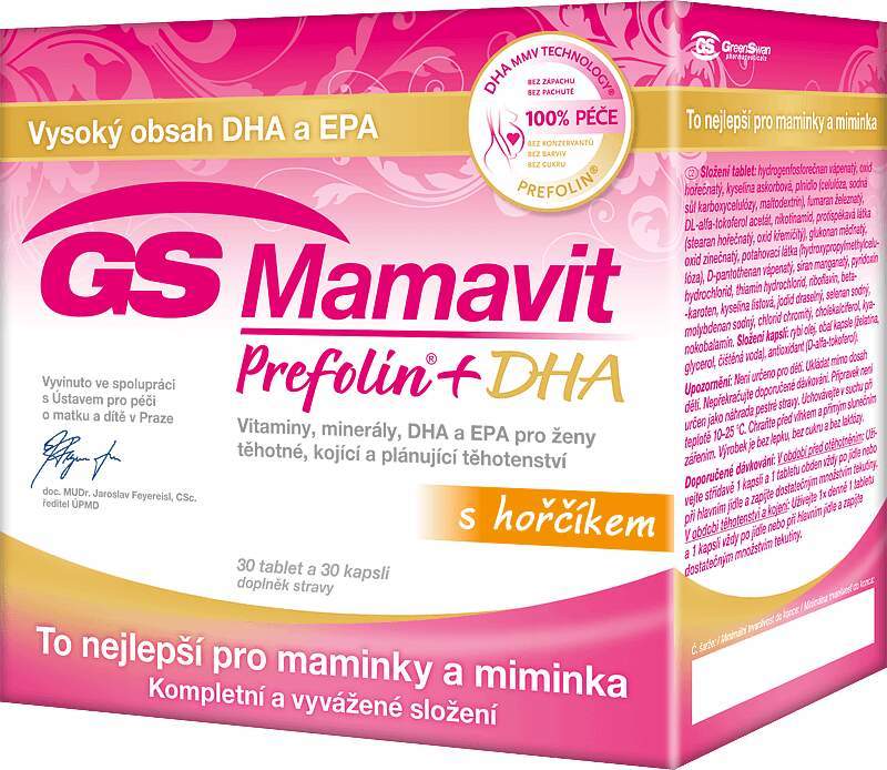 GS Mamavit Prefolin+DHA 30 tablet + 30 kapslí - balení 2 ks