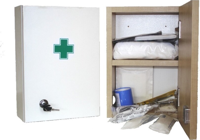 Lékárnička dřevěná bílá s náplní ZM05 5 osob
