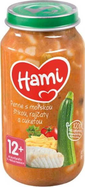 Hami Penne s mořskou štikou rajčaty a cuketou 250g 12M