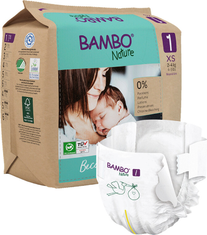 Bambo Nature 1 dětské plenkové kalhotky paper bag 2-4kg 22ks