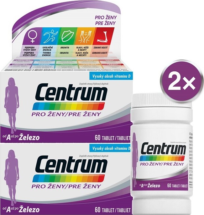 Centrum multivitamín pro ženy 60 tablet - balení 2 ks