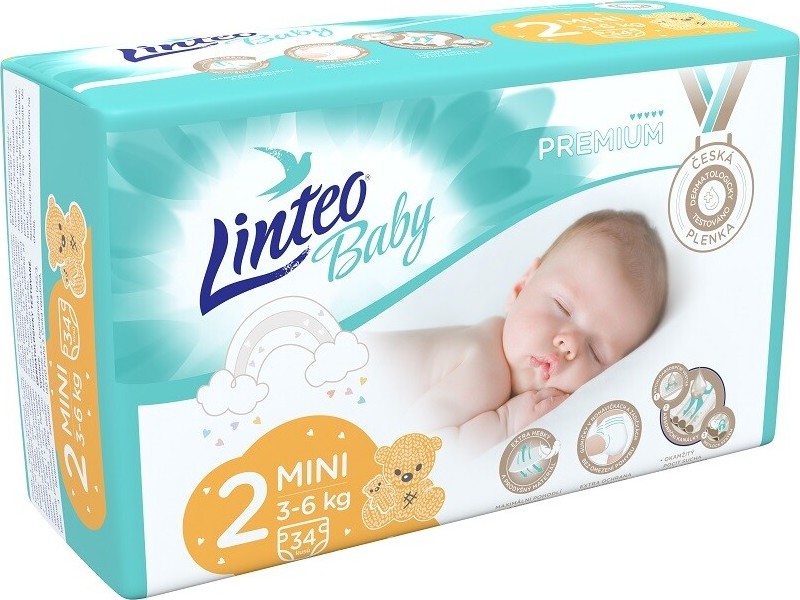 Dětské plenky LINTEO BABY PREMIUM MINI 3-6kg 34ks