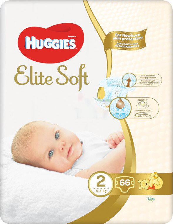 HUGGIES Elite Soft 2 3-6kg 66ks