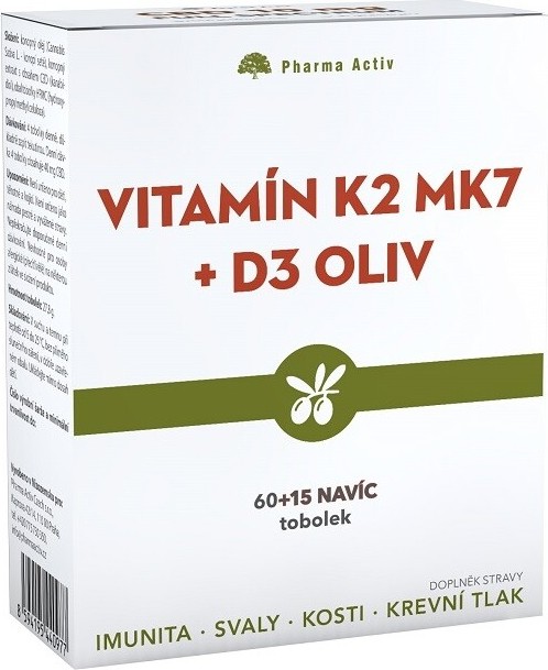 Pharma Activ K2 D3 Oliv 60 + 15 tobolek