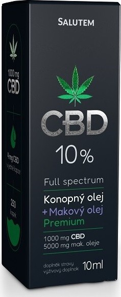 Salutem CBD 10% konopný + makový olej Premium 10ml