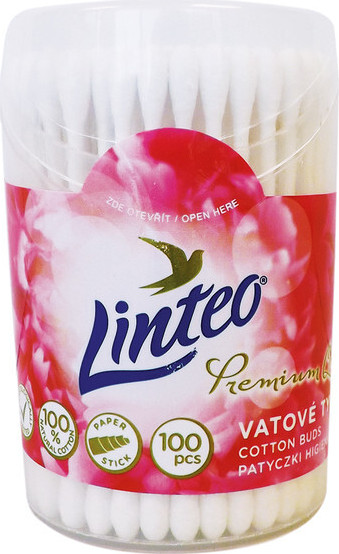 Vatové tyč.LINTEO PREMIUM papír.100ks dóza