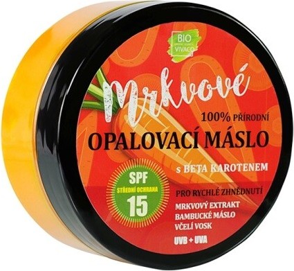 Vivaco 100% přírodní mrkvové opalovací máslo SPF15 s beta karotenem 150 ml