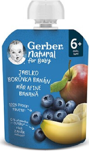 Gerber Natural kapsička jablko borůvka banán 90g 6M