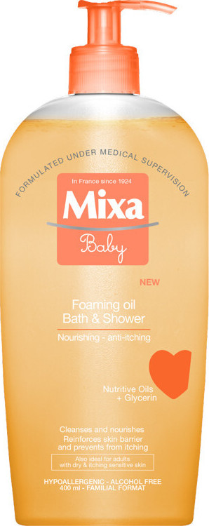 Mixa Baby pěnivý olej do sprchy i do koupele pro děti 400ml - balení 2 ks