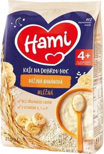 Hami Mléčná kaše na dobrou noc rýžová banán 210g 4M