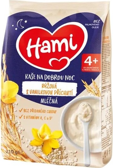 Hami Mléčná kaše na dobrou noc rýžová vanilka 210g 4M