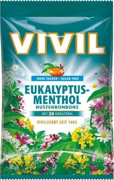 Vivil Eukalyptus-mentol + 20 druhů bylin bez cukru 120g