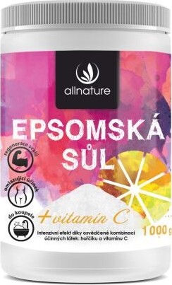 Allnature Epsomská sůl s vitamínem C 1000g