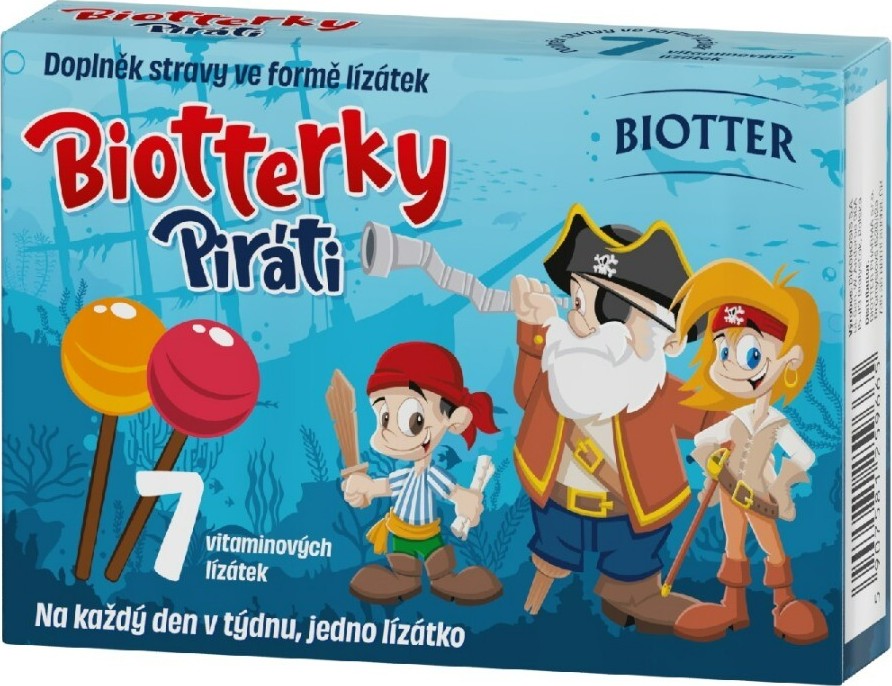 Biotterky vitamínová lízátka Piráti 7ks