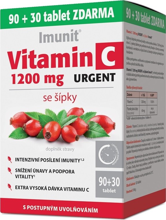 Vitamin C 1200 mg URGENT se šípky Imunit 90+30 tbl