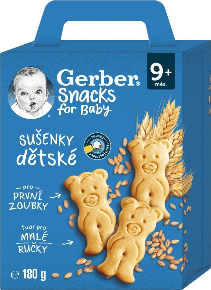 GERBER Snacks dětské sušenky 180g 9M