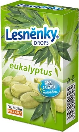 Lesněnky drops eukalyptus bez cukru 38g Dr.Müller