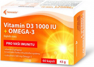 Noventis Vitamín D3 1000 IU + Omega-3 60 kapslí