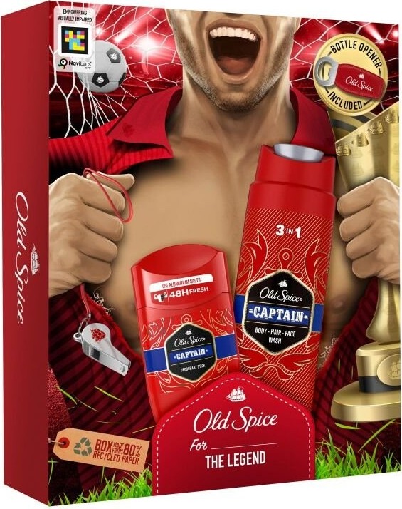 Old Spice Footballer dárková sada se 2 výrobky Captain a otvírákem na lahve