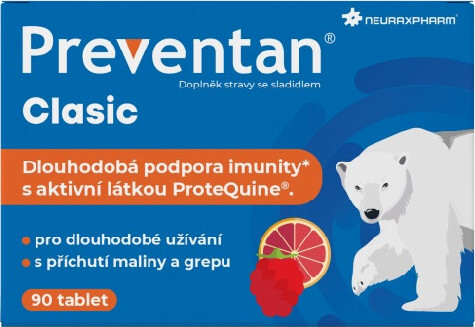 Preventan Clasic s příchutí maliny a grepu tbl.90