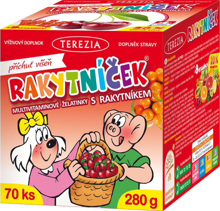 Terezia Company Rakytníček multiVitamínové želatinky s rakytníkem s příchutí Višeň 70 ks